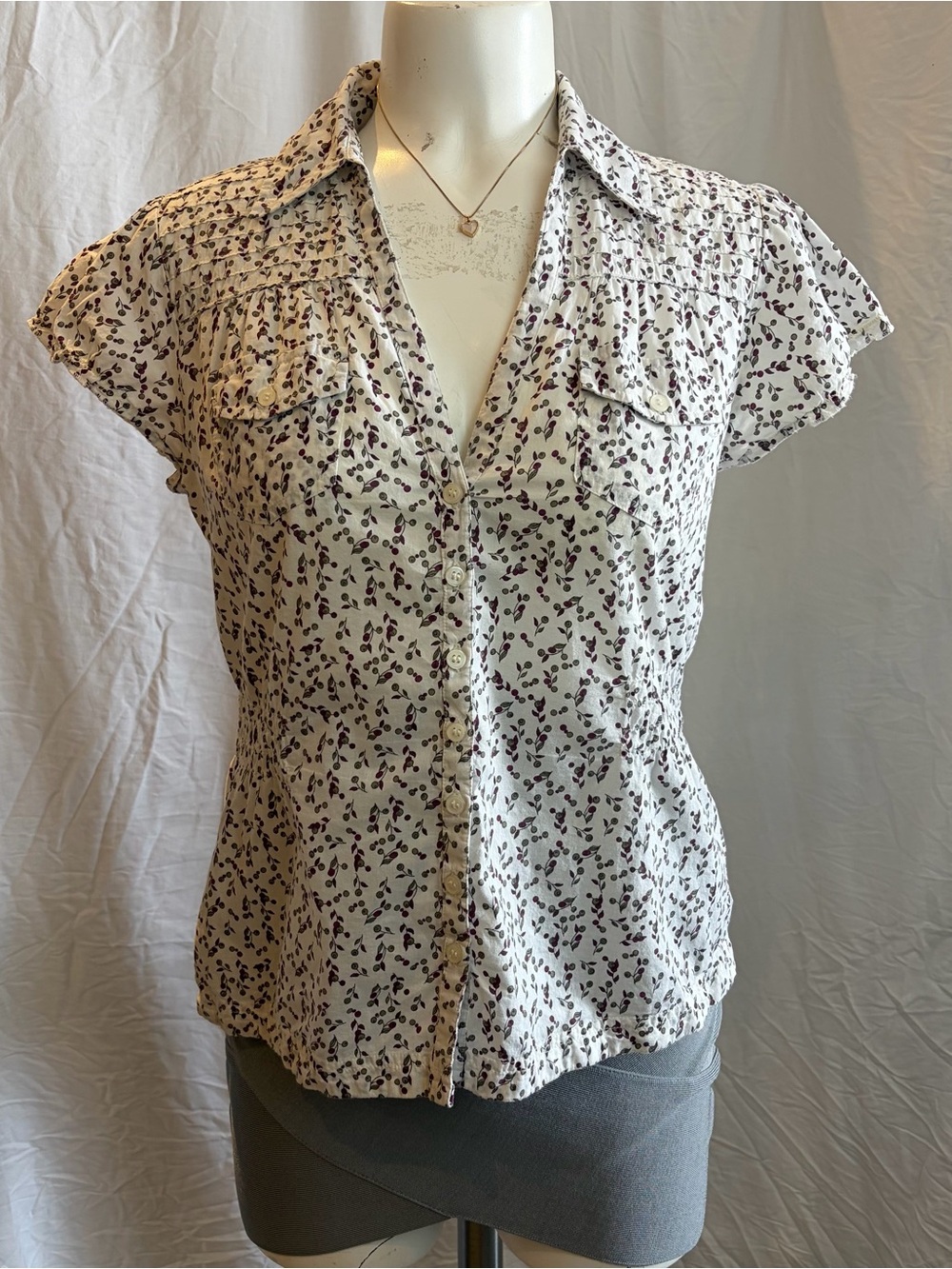 Smart Set White Floral Print Button Down Shirt